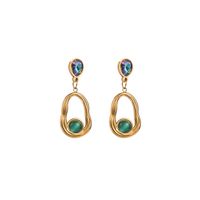 1 Pair Elegant Streetwear Heart Shape Eye Inlay 316 Stainless Steel  Resin Turquoise Rhinestones Pearl 14K Gold Plated Drop Earrings main image 5