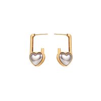 1 Pair Elegant Streetwear Heart Shape Eye Inlay 316 Stainless Steel  Resin Turquoise Rhinestones Pearl 14K Gold Plated Drop Earrings main image 4