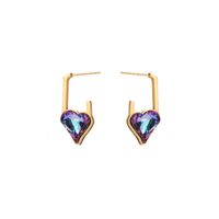 1 Pair Elegant Streetwear Heart Shape Eye Inlay 316 Stainless Steel  Resin Turquoise Rhinestones Pearl 14K Gold Plated Drop Earrings main image 2