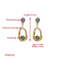 1 Pair Elegant Streetwear Heart Shape Eye Inlay 316 Stainless Steel  Resin Turquoise Rhinestones Pearl 14K Gold Plated Drop Earrings sku image 5