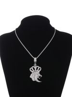 Gothic Hip-hop Punk Lion Crown Zinc Alloy Plating Inlay Rhinestones 18k Gold Plated Men's Necklace sku image 2