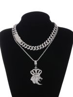 Gothic Hip-hop Punk Lion Crown Zinc Alloy Plating Inlay Rhinestones 18k Gold Plated Men's Necklace sku image 6