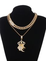 Gothic Hip-hop Punk Lion Crown Zinc Alloy Plating Inlay Rhinestones 18k Gold Plated Men's Necklace main image 4