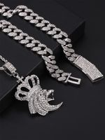 Gothic Hip-hop Punk Lion Crown Zinc Alloy Plating Inlay Rhinestones 18k Gold Plated Men's Necklace main image 3