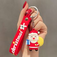 Cartoon Style Christmas Tree Bell Snowman Alloy Soft Glue Christmas Unisex Keychain sku image 1