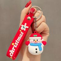 Cartoon Style Christmas Tree Bell Snowman Alloy Soft Glue Christmas Unisex Keychain sku image 2