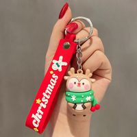 Cartoon Style Christmas Tree Bell Snowman Alloy Soft Glue Christmas Unisex Keychain sku image 3