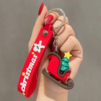 Cartoon Style Christmas Tree Bell Snowman Alloy Soft Glue Christmas Unisex Keychain sku image 6