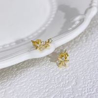 1 Pair Elegant Simple Style Flower Plating Inlay Sterling Silver Zircon Gold Plated Ear Studs main image 2