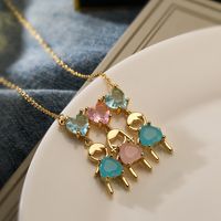 Simple Style Commute Square Copper 18k Gold Plated Zircon Pendant Necklace In Bulk sku image 3