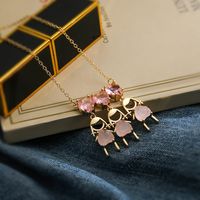 Simple Style Commute Square Copper 18k Gold Plated Zircon Pendant Necklace In Bulk sku image 1