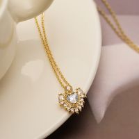 Simple Style Commute Heart Shape Copper Plating Inlay Zircon 18k Gold Plated Pendant Necklace sku image 2