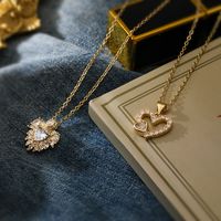 Simple Style Commute Heart Shape Copper Plating Inlay Zircon 18k Gold Plated Pendant Necklace main image 1