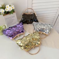 Rose Red Purple Gold Sequin Solid Color Shell Evening Bags main image 6