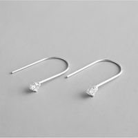 1 Pair Elegant Simple Style Solid Color Plating Sterling Silver Ear Hook sku image 1