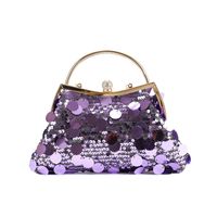 Rose Red Purple Gold Sequin Solid Color Shell Evening Bags sku image 2