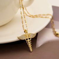Simple Style Commute Cross Copper Plating Inlay Zircon 18k Gold Plated Women's Pendant Necklace sku image 2