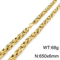 Titan Stahl 18 Karat Vergoldet Hip Hop Retro Überzug Einfarbig Armbänder Halskette sku image 26