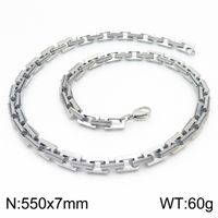 Rock Streetwear Geometric Titanium Steel Bracelets Necklace sku image 12