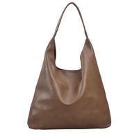 Women's All Seasons Pu Leather Solid Color Vintage Style Sewing Thread Bucket Zipper Tote Bag sku image 4