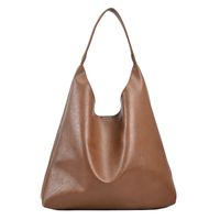 Women's All Seasons Pu Leather Solid Color Vintage Style Sewing Thread Bucket Zipper Tote Bag sku image 2