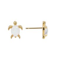 1 Pair Elegant Punk Tortoise Inlay Copper Artificial Gemstones 18k Gold Plated Ear Studs main image 4