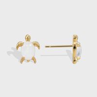 1 Pair Elegant Punk Tortoise Inlay Copper Artificial Gemstones 18k Gold Plated Ear Studs main image 2
