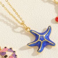 Beach Commute Starfish Copper 14k Gold Plated Zircon Pendant Necklace In Bulk sku image 3
