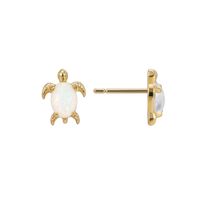1 Pair Elegant Punk Tortoise Inlay Copper Artificial Gemstones 18k Gold Plated Ear Studs main image 6