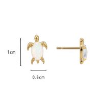 1 Pair Elegant Punk Tortoise Inlay Copper Artificial Gemstones 18k Gold Plated Ear Studs sku image 1