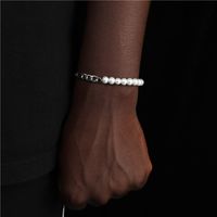 Vintage Style Simple Style Round Stainless Steel Artificial Pearl Unisex Bracelets sku image 1
