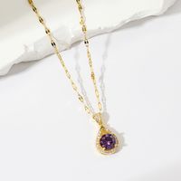 Wholesale Simple Style Classic Style Water Droplets Stainless Steel Plating Inlay Gold Plated Zircon Pendant Necklace sku image 1