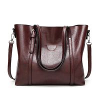 Women's Large Pu Leather Solid Color Streetwear Zipper Tote Bag sku image 7