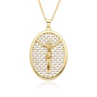 Hip-Hop Vintage Style Simple Style Geometric 304 Stainless Steel Copper Plating Inlay Zircon K Gold Plated Unisex Pendant Necklace main image 4