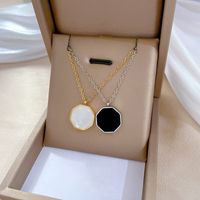 Simple Style Classic Style Hexagon Titanium Steel Inlay Shell Pendant Necklace main image 5