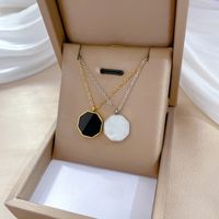 Simple Style Classic Style Hexagon Titanium Steel Inlay Shell Pendant Necklace main image 1