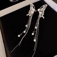 1 Piece 1 Pair Sweet Simple Style Moon Butterfly Tassel Plating Alloy Zircon Earrings sku image 45