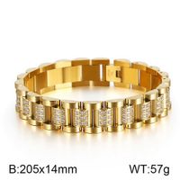 Hip-Hop Solid Color Titanium Steel Plating 18K Gold Plated Men's Bracelets sku image 2