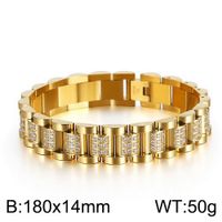 Hip-Hop Solid Color Titanium Steel Plating 18K Gold Plated Men's Bracelets sku image 1