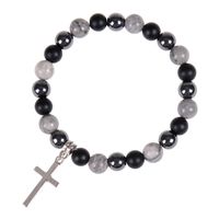 Retro Cross Natural Stone Men's Bracelets sku image 1