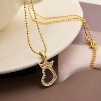 Simple Style Commute Heart Shape Crown Copper 18k Gold Plated Zircon Pendant Necklace In Bulk sku image 2