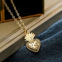 Simple Style Commute Heart Shape Crown Copper 18k Gold Plated Zircon Pendant Necklace In Bulk sku image 1