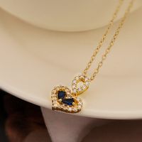Simple Style Commute Heart Shape Copper Plating Inlay Zircon 18k Gold Plated Pendant Necklace sku image 3
