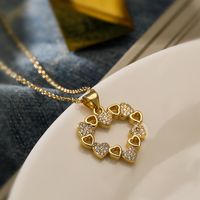 Simple Style Commute Tree Heart Shape Copper Plating Inlay Zircon 18k Gold Plated Pendant Necklace sku image 2