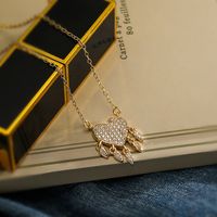 Simple Style Commute Tree Heart Shape Copper Plating Inlay Zircon 18k Gold Plated Pendant Necklace main image 3