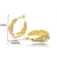 1 Pair Simple Style C Shape Plating Pleated Stainless Steel 18k Gold Plated Ear Studs main image 4