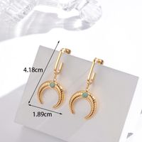 1 Pair Vintage Style Simple Style Horns Plating Inlay Stainless Steel Zircon 18k Gold Plated Drop Earrings main image 3
