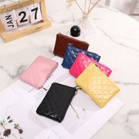 Women's Solid Color Lingge Pu Leather Zipper Wallets main image 6