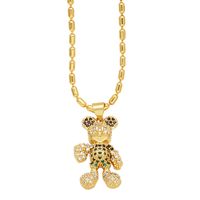 Style Simple Ours Le Cuivre Placage Incruster Zircon Plaqué Or 18k Collier Pendentif main image 2