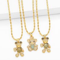 Simple Style Bear Copper Plating Inlay Zircon 18k Gold Plated Necklace Pendant main image 1